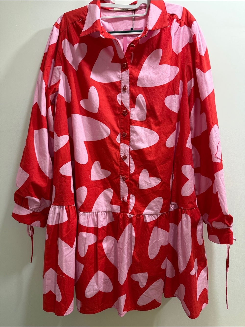 Women’s ' Red Heart-Print Dress with Pink Hearts